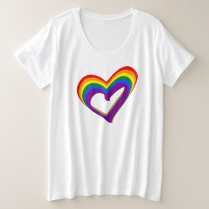 Camiseta Plus Size Logotipo cardíaco LGBT do Orgulho gay LGBT do arc