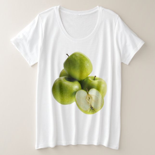 Camiseta Plus Size "Maçãs Verdes" Foto Bela. Comprar Agora (Frente do Design)