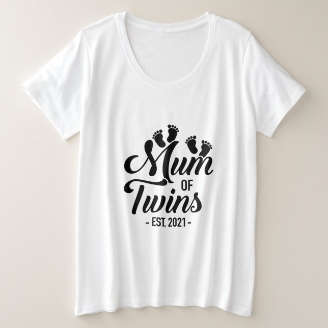 Camiseta Plus Size Mãe De Gêmeos 2021 (Frente do Design)