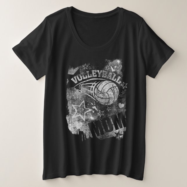 Camiseta Plus Size Mãe de vôlei, vôlei negra (Frente do Design)