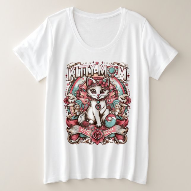 Camiseta Plus Size mãe do gato (Frente do Design)