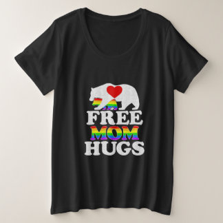 Camiseta Plus Size Mãe grátis abraça mulheres LGBT Orgulho Urso da Mã