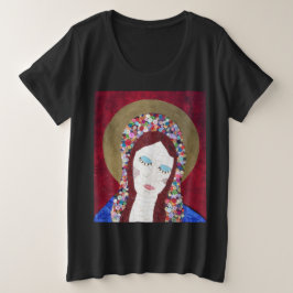 Camiseta Plus Size Mãe Mary Plus Tamanho T-Shirt em Preto