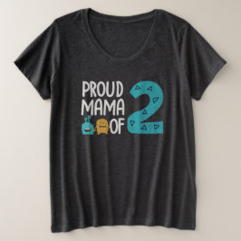 Camiseta Plus Size Mãe Orgulhosa de Dois