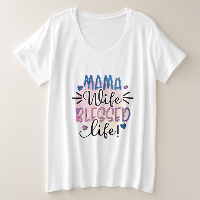 Camiseta Plus Size Mãe Presente Mulher Abençoada (Frente do Design)