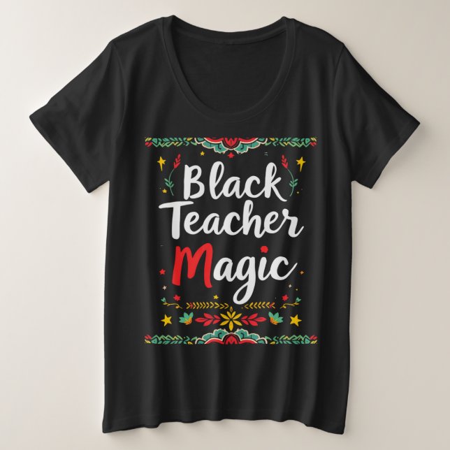 Camiseta Plus Size Magia do Professor Negro (Frente do Design)