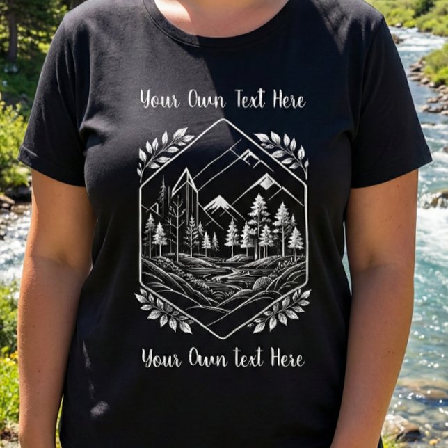 Camiseta Plus Size Mais tamanho Natureza Hexágono Montanha Seu Texto (Plus Size Nature Hexagon Mountain Tee. Curvy fit for outdoor adventure hiker gift!)