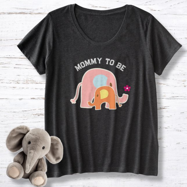 Camiseta Plus Size Mamãe Para Ser Elefante Rosa com Bebê (Criador carregado)
