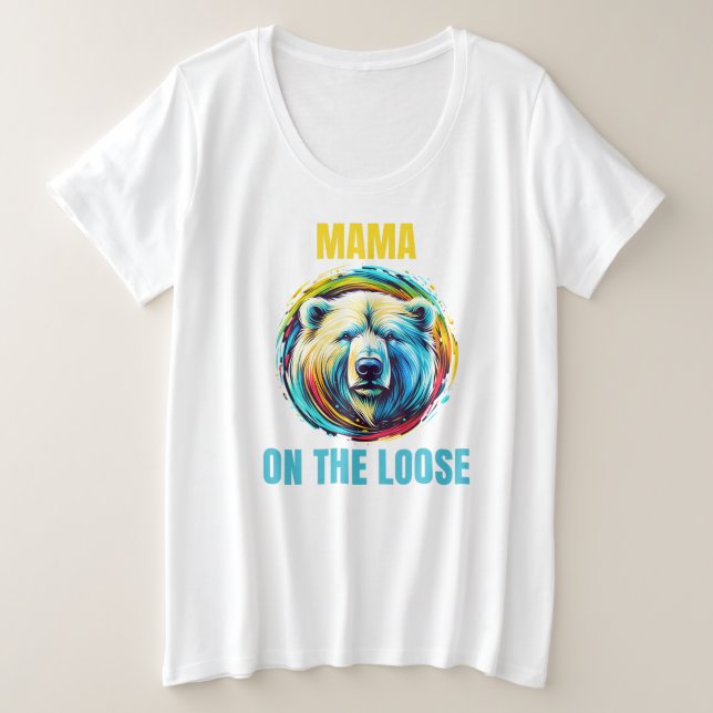 Camiseta Plus Size Mamãe Ursa No Alce (Frente do Design)