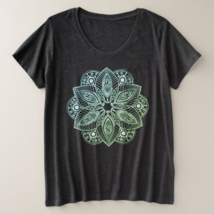 Camiseta Plus Size Mandala Verde Tribal Exótica