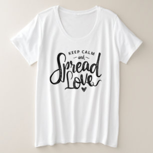 Camiseta Plus Size Mantenha calma e espalhe amor tipografia desenhada