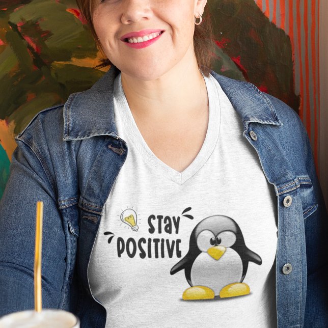 Camiseta Plus Size Mantenha-Se Positivo Com Uma Bela Caricatura De Pi (Criador carregado)