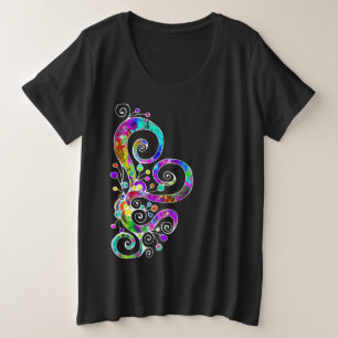 Camiseta Plus Size Mão Cardíaca Espiral Pintada Design 2