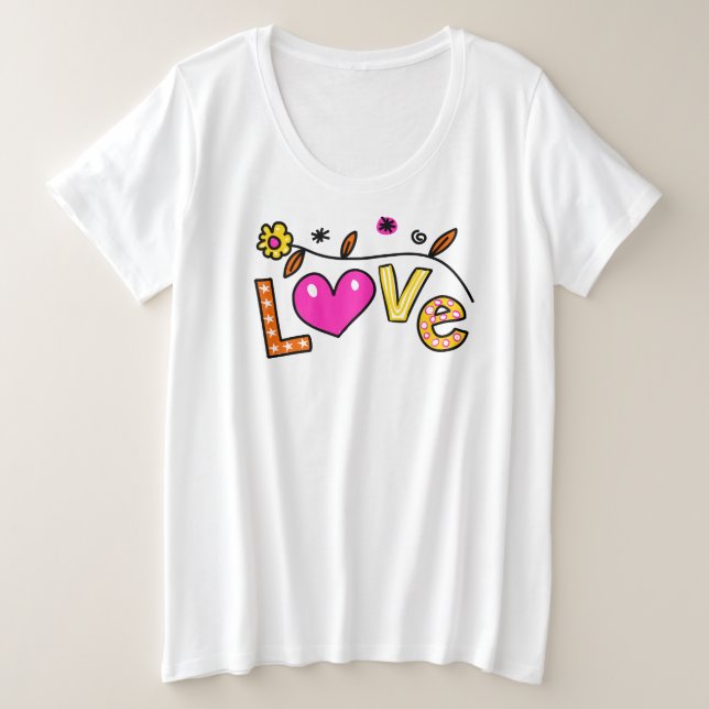 Camiseta Plus Size Mão Desenhada Dó de Amor (Frente do Design)