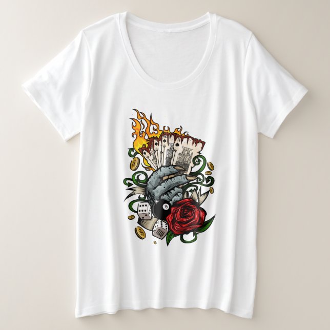 Camiseta Plus Size Mão Dos Cartões (Frente do Design)