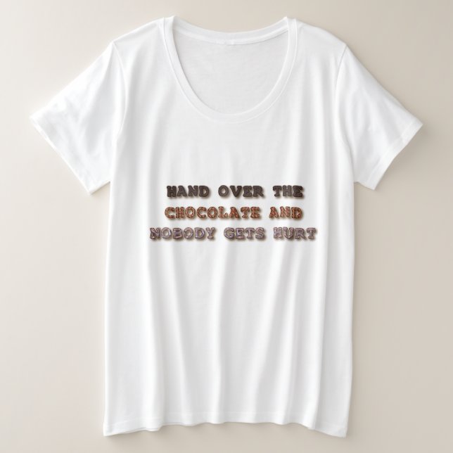 Camiseta Plus Size Mão Sobre A Maternidade Do Chocolate (Frente do Design)