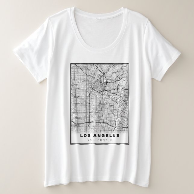 Camiseta Plus Size Mapa de Los Angeles (Frente do Design)