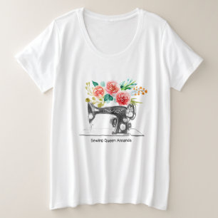 Camiseta Plus Size Máquina de Costura Preta