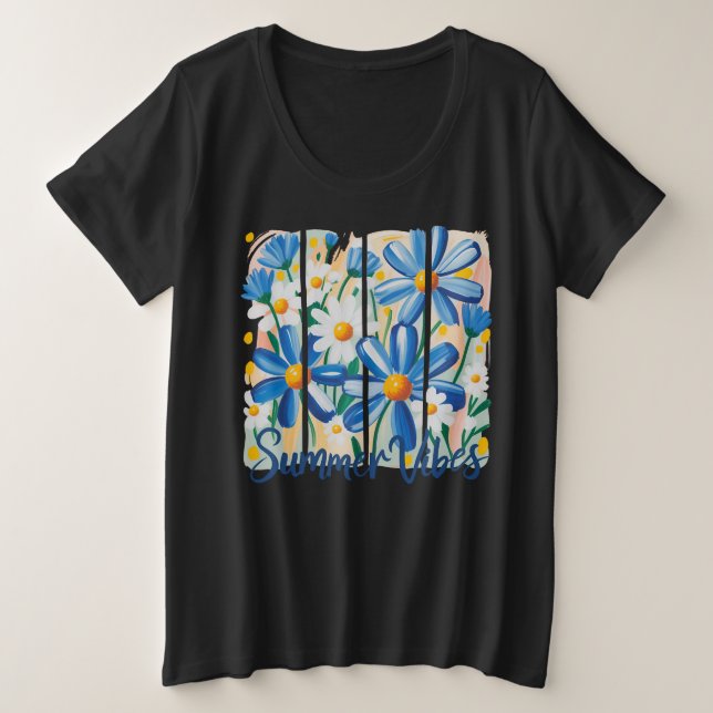 Camiseta Plus Size Margarida Azul (Frente do Design)