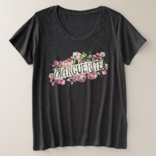 Camiseta Plus Size Marguerite Nome Vintage Floral Banner Cute & Girly