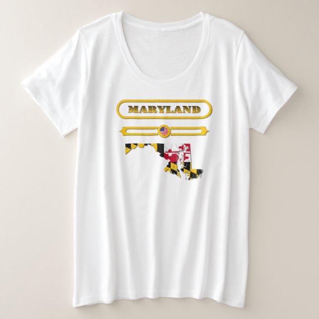 CAMISETA PLUS SIZE MARYLAND MAP, MARYLAND, USA. SAMER BRASIL (Frente do Design)