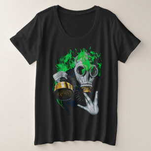 Camiseta Plus Size Máscara de Gás Tóxico: Chamas Neon