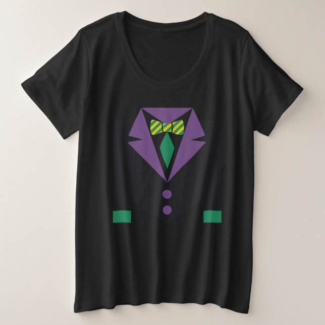 Camiseta Plus Size Mascarada de Carnaval Tuxedo Men Desfile Mardi Gra (Frente do Design)