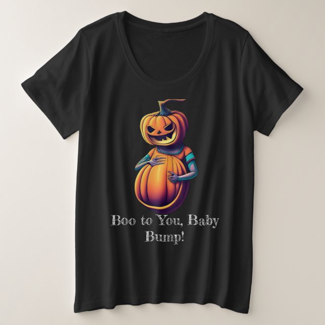 Camiseta Plus Size Maternidade de Bombardeio de Halloween (Frente do Design)