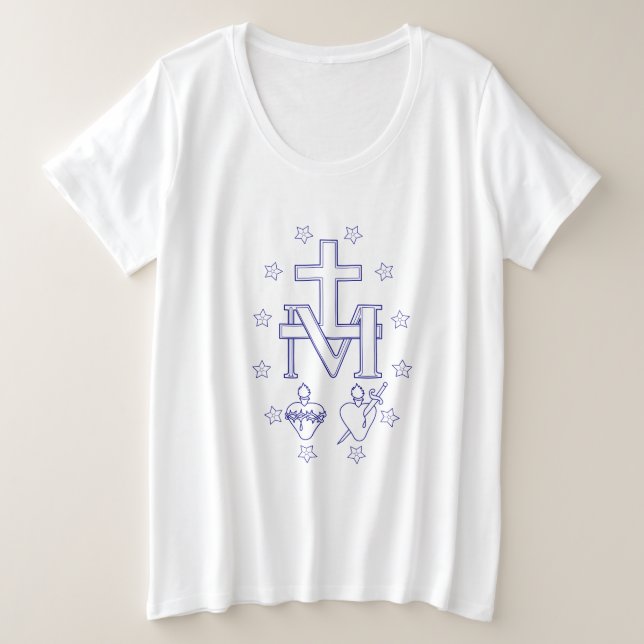 Camiseta Plus Size Medalha de Nossa Senhora das Graves (Frente do Design)