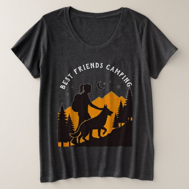 Camiseta Plus Size Melhores amigos acampando (Frente do Design)