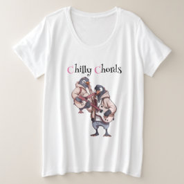 Camiseta Plus Size Melódico Waddle: Pinguins tocam violão