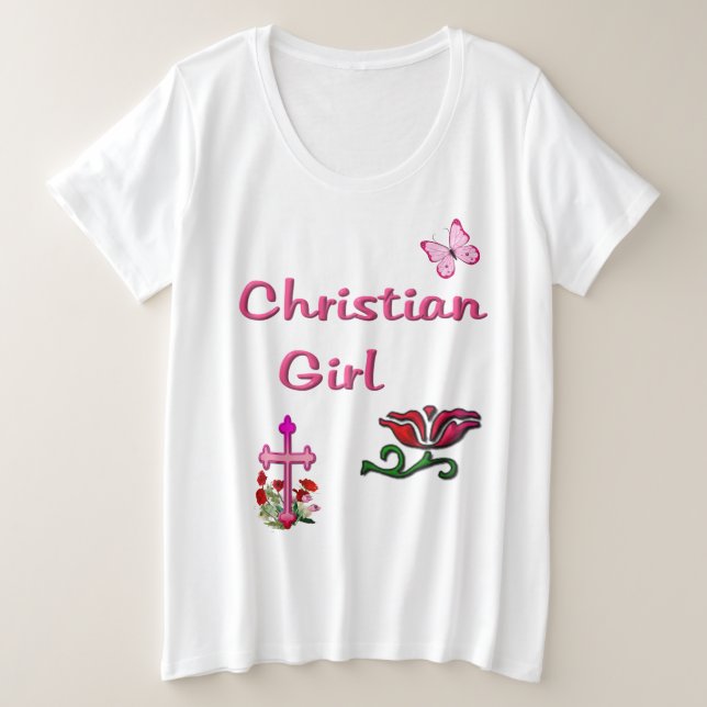 Camiseta Plus Size Menina Cristã (Frente do Design)
