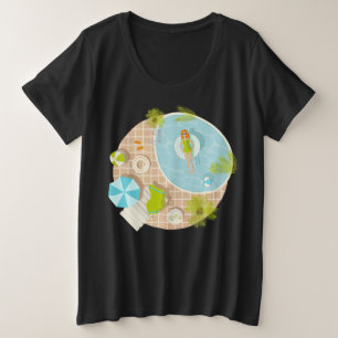 Camiseta Plus Size Menina da festa de natação na praia de verão de bi