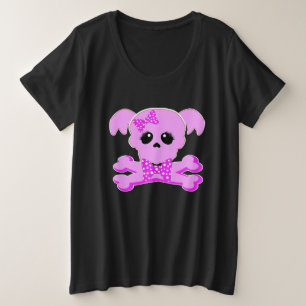 Camiseta Plus Size Menina rosa do crânio