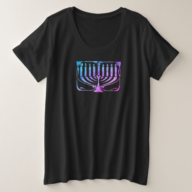 Camiseta Plus Size Menorah Hannukah (Frente do Design)