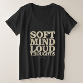 Camiseta Plus Size Mente Macia Pensamentos Altos Minimalista Vintage