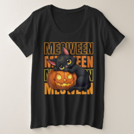 Camiseta Plus Size MEOWEEN - Cat Lovers Halloween