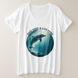 Camiseta Plus Size Mergulhe Dolphin Livre Ao Vivo