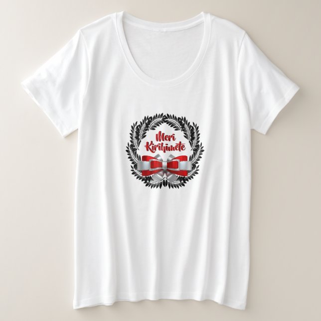 Camiseta Plus Size Meri Kirihimete Maori para Feliz Natal (Frente do Design)