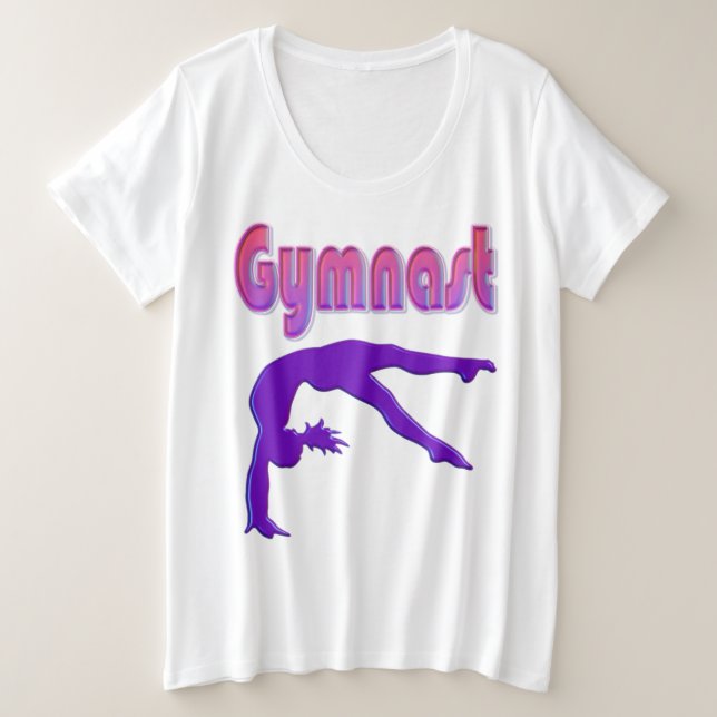 Camiseta Plus Size Metálico Roxo de Energia do Gymnast (Frente do Design)