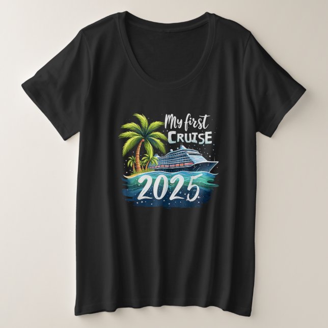Camiseta Plus Size Meu Primeiro Cruzeiro 2025 (Frente do Design)