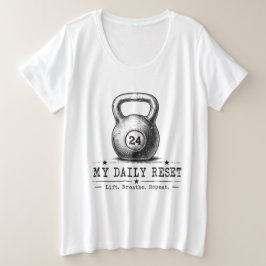 Camiseta Plus Size Meu Reset Diário | Treino Levantar Respirar Repeti