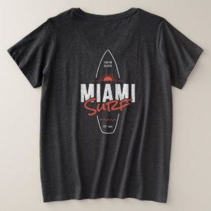 Camiseta Plus Size Miami Surf – Design de Surfboard Sunset Vintage da