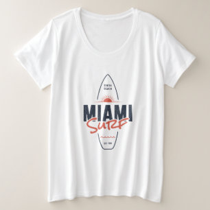 Camiseta Plus Size Miami Surf – Design de Surfboard Vintage Sunset na