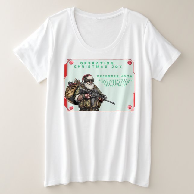 Camiseta Plus Size Militares Engraçados/Papais noeis de Natal (Frente do Design)