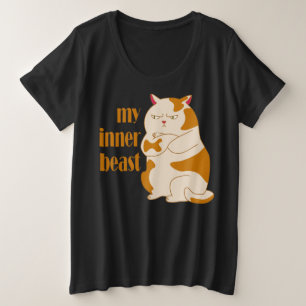 Camiseta Plus Size Minha citação motivadora de gato preguiçoso e gord