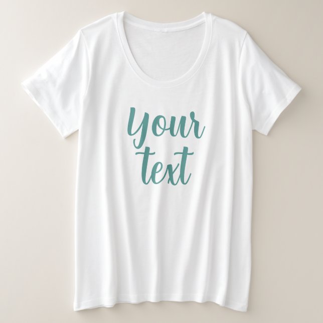 Camiseta Plus Size Modelo Grande e Branco de Script de Mulheres Perso (Frente do Design)