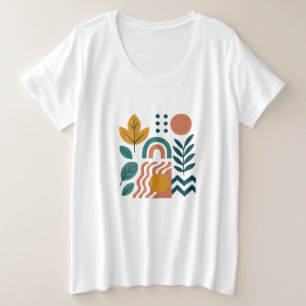 Camiseta Plus Size Modern Boho Abstrato Nature Wall Art