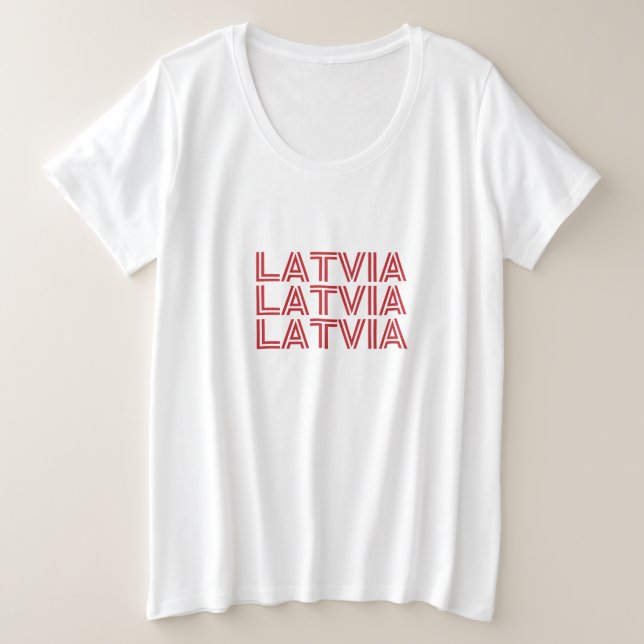 Camiseta Plus Size Moderna Letónia País de Bandeira Latviano Souvenir (Frente do Design)