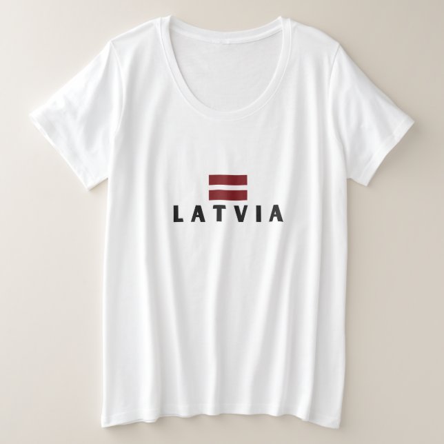 Camiseta Plus Size Moderna Letónia País de Bandeira Latviano Souvenir (Frente do Design)